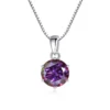 Butterflykiss 1 CT Real Moissanite Pendant Necklace For Women Top Quality 925 Sterling Silver Wedding Party Bridal Fine Jewelry - silver purplish red