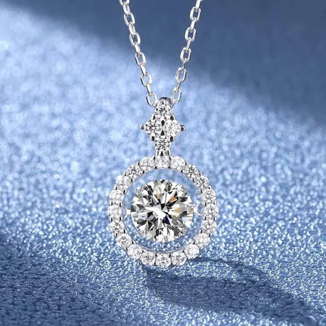 Pendant For Women Simulated Diamond Necklace S925 Sterling Silver Jewellery 1 CT Moissanite - Image 3