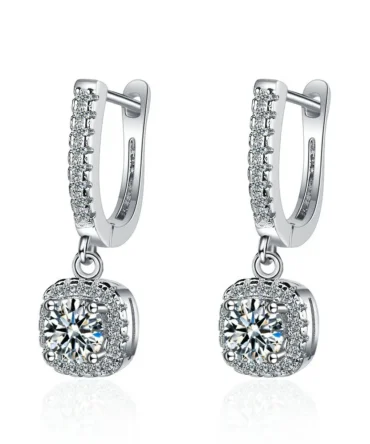 Moissanite Huggie Hoop Earring for Women Lab Created Diamond 925 Sterling Silver Dainty Hoop Dangle Earring Fine Jewelry