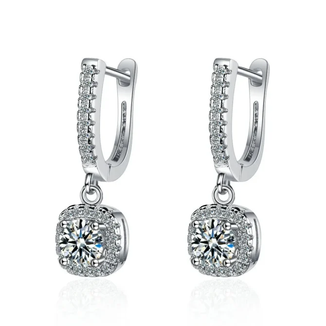 Moissanite Huggie Hoop Earring for Women Lab Created Diamond 925 Sterling Silver Dainty Hoop Dangle Earring Fine Jewelry