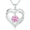 Fashionable 12th Birthday Stone Love Pendant Necklace for Women's High End Charm Jewelry Valentine's Day Gift for Girlfriend - October