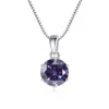 Butterflykiss 1 CT Real Moissanite Pendant Necklace For Women Top Quality 925 Sterling Silver Wedding Party Bridal Fine Jewelry - silver violet