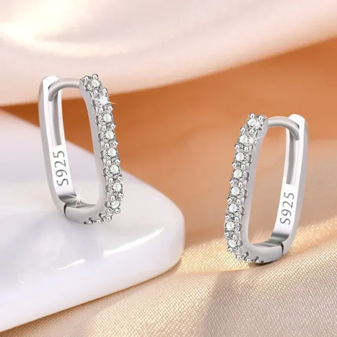 High-quality 925 Sterling Silver Crystal Fashion Circle Hoop Earrings for Woman Wedding Party Gift Street Versatile Jewelry - Image 2