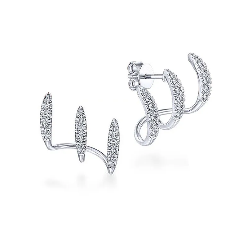 925 Sterling Silver Claws Stud Earrings with Crystal AAA CZ Stone Modern Design Fashion Versatile Accessories Jewellery