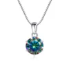 Butterflykiss 1 CT Real Moissanite Pendant Necklace For Women Top Quality 925 Sterling Silver Wedding Party Bridal Fine Jewelry - silver Rainbow