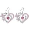 Fashionable heart-shaped purple butterfly hollow pendant earrings Valentine's Day birthday anniversary party Mother's Day gift - 1 pair-200021498