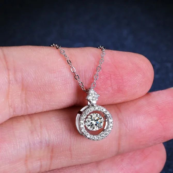 Pendant For Women Simulated Diamond Necklace S925 Sterling Silver Jewellery 1 CT Moissanite - Image 4
