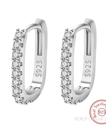 High-quality 925 Sterling Silver Crystal Fashion Circle Hoop Earrings for Woman Wedding Party Gift Street Versatile Jewelry
