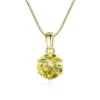 Butterflykiss 1 CT Real Moissanite Pendant Necklace For Women Top Quality 925 Sterling Silver Wedding Party Bridal Fine Jewelry - gold lemon yellow