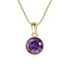 Butterflykiss 1 CT Real Moissanite Pendant Necklace For Women Top Quality 925 Sterling Silver Wedding Party Bridal Fine Jewelry - gold purplish red