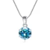 Butterflykiss 1 CT Real Moissanite Pendant Necklace For Women Top Quality 925 Sterling Silver Wedding Party Bridal Fine Jewelry - silver sea blue