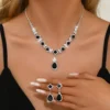 3-piece Women's Claw Chain Series Geometric Droplet Earrings Necklace Set - 808056-Black