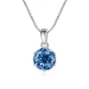 Butterflykiss 1 CT Real Moissanite Pendant Necklace For Women Top Quality 925 Sterling Silver Wedding Party Bridal Fine Jewelry - silver royal blue