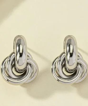 Gold SIlver Color Knot Stud Earring For Women Shiny Color Trendy Earring Stud Cute Daily Wear Jewellery