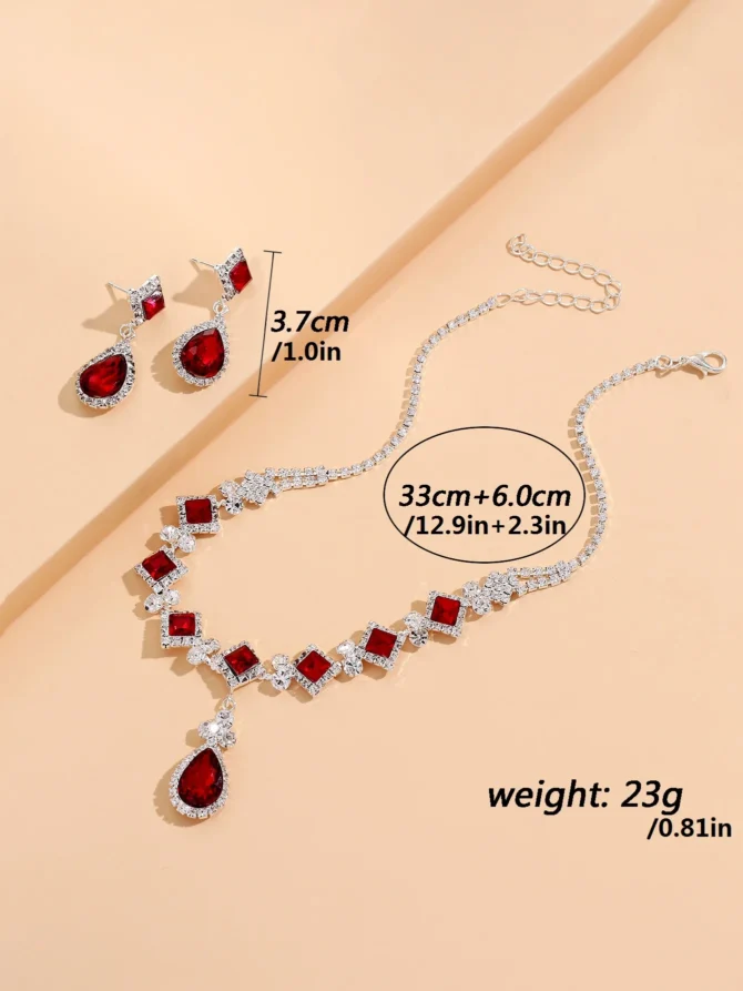 3-piece Women's Claw Chain Series Geometric Droplet Earrings Necklace Set - Image 2