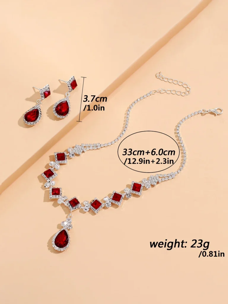 3-piece Women’s Claw Chain Series Geometric Droplet Earrings Necklace Set