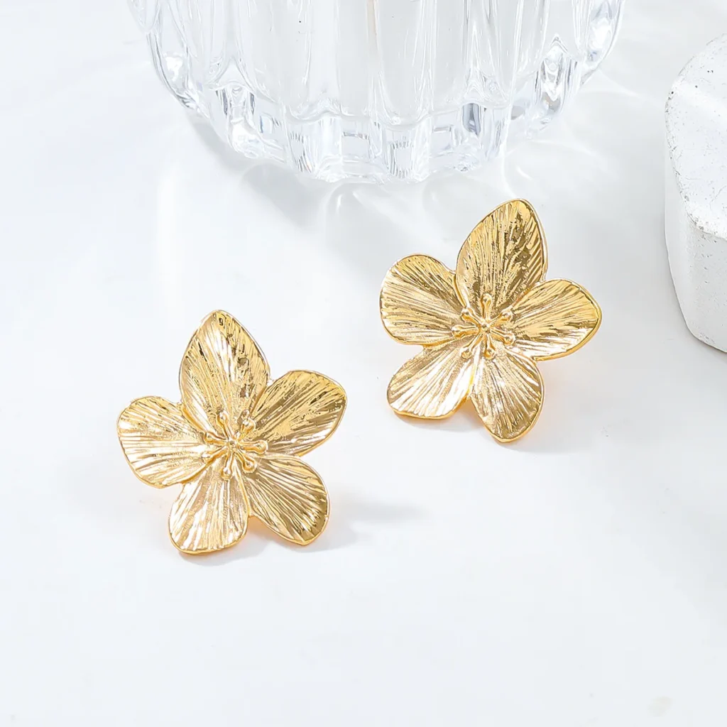 2PC Women’s Fashion Trendy Stainless Steel Flower Earrings Outdoor Travel Carnival Party Festival Dressing Gifts