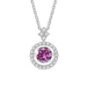 Pendant For Women Simulated Diamond Necklace S925 Sterling Silver Jewellery 1 CT Moissanite - pink