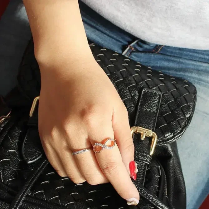 Alloy Crystal Rings Gold Colour Infinity Ring Statement Jewellery - Image 3