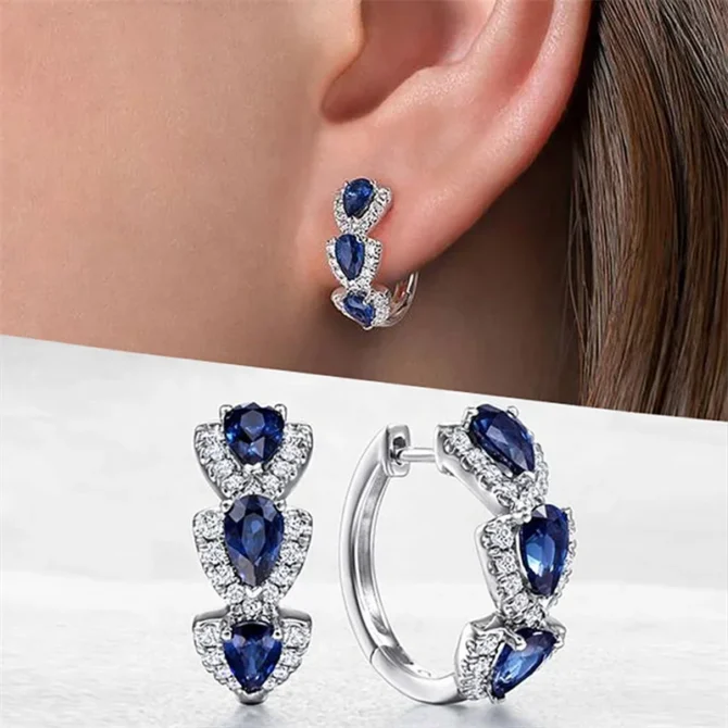 Luxury Trendy Cubic Zirconia Hoop Earrings Wedding Party Elegant Accessories