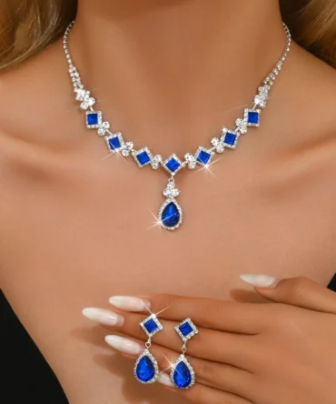 3-piece Women's Claw Chain Series Geometric Droplet Earrings Necklace Set