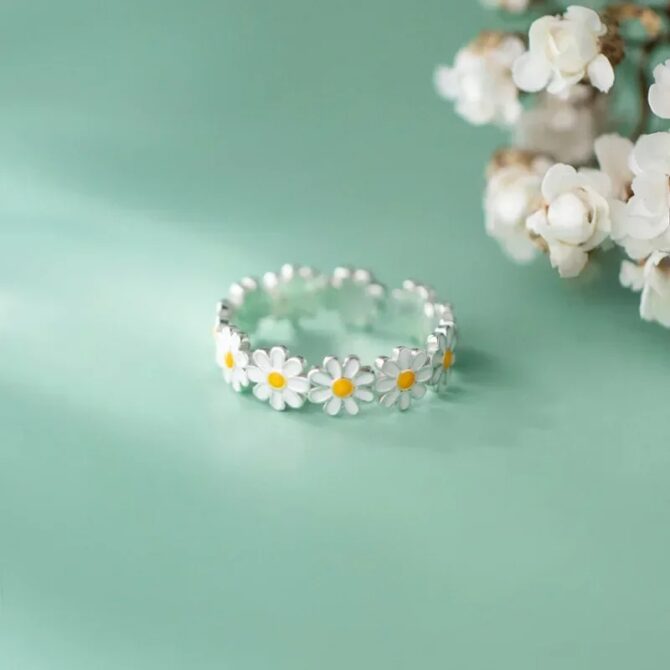 Flower Rings For Women Style Adjustable Opening Finger Ring - Image 3