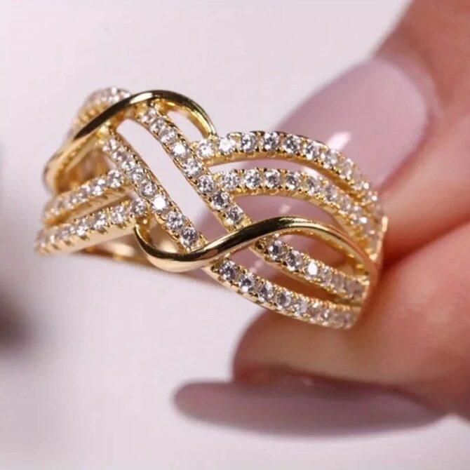 Glamorous Pave-Set Crossover Ring - Image 4