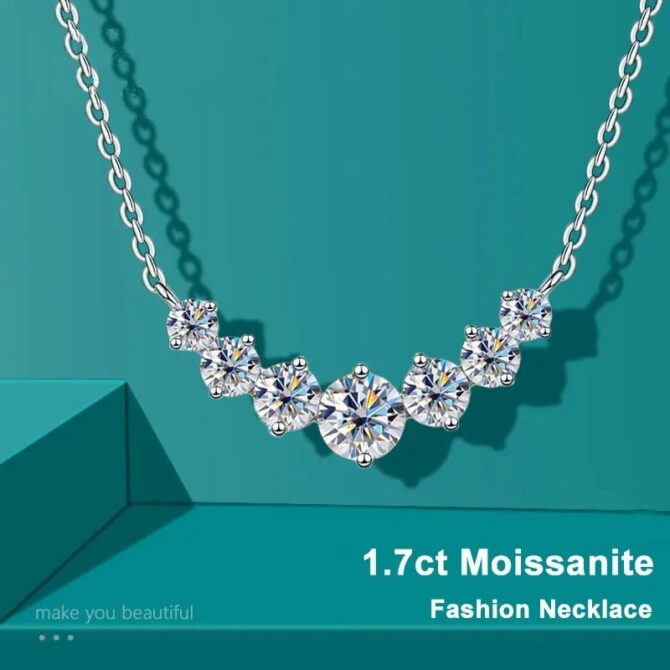 Moissanite Necklace For Woman Wedding Fine Jewely With Certificates 925 Sterling Sliver Plated 18k White Gold Necklace - Image 4