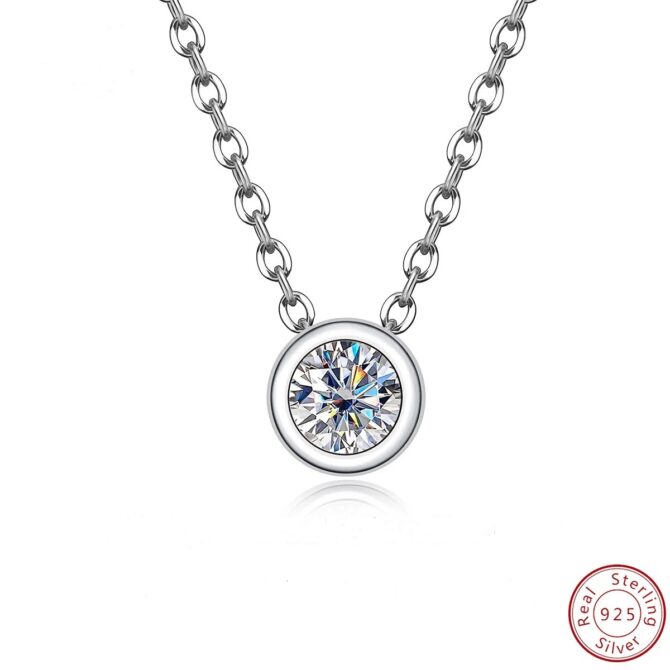 Necklaces 4mm 0.3ct D Color Moissanite Round Brilliant Cutting 18K Gold Plated 45cm 925 Sterling Silver