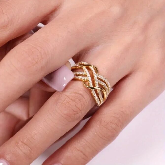 Glamorous Pave-Set Crossover Ring - Image 3