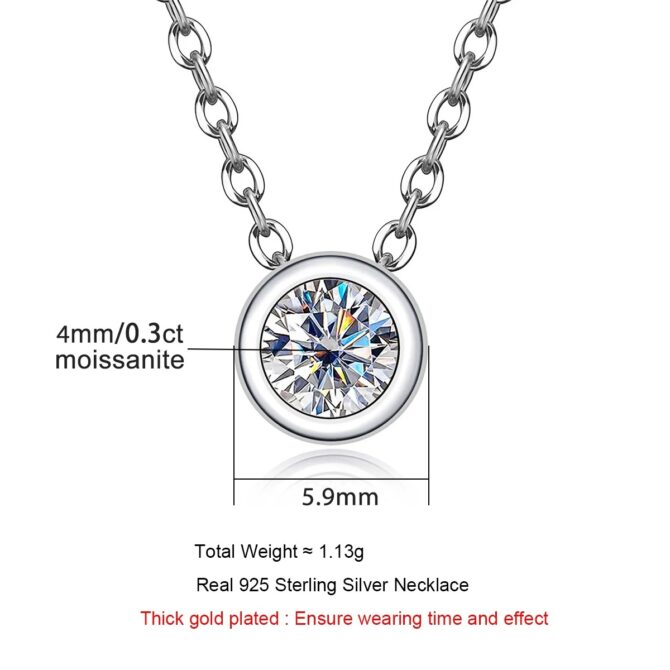 Necklaces 4mm 0.3ct D Color Moissanite Round Brilliant Cutting 18K Gold Plated 45cm 925 Sterling Silver - Image 3