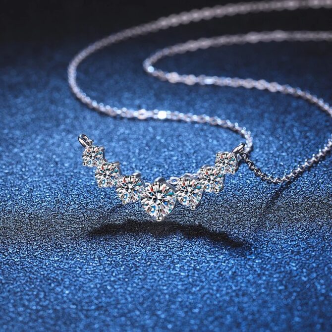 Moissanite Necklace For Woman Wedding Fine Jewely With Certificates 925 Sterling Sliver Plated 18k White Gold Necklace - Image 5