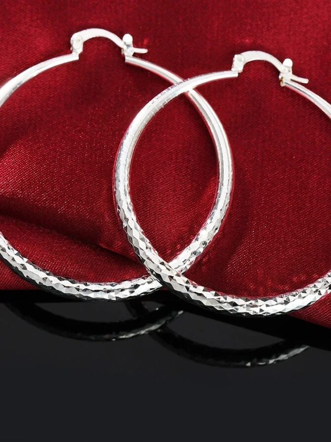 925 Sterling Silver 5CM circle hoop Earrings for Women fashion - Image 5