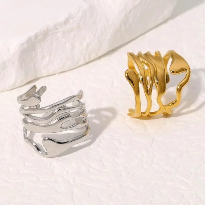 New style of hollowed-out electroplating, with a golden ring hollow wide, simple and fashionable jewellery