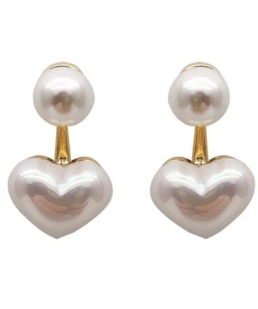 Pearl Earrings For Women Heart Round Stud Earrings Elegant Love Ear Stud Party