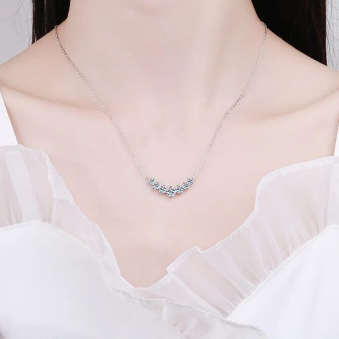 Moissanite Necklace For Woman Wedding Fine Jewely With Certificates 925 Sterling Sliver Plated 18k White Gold Necklace - Image 3