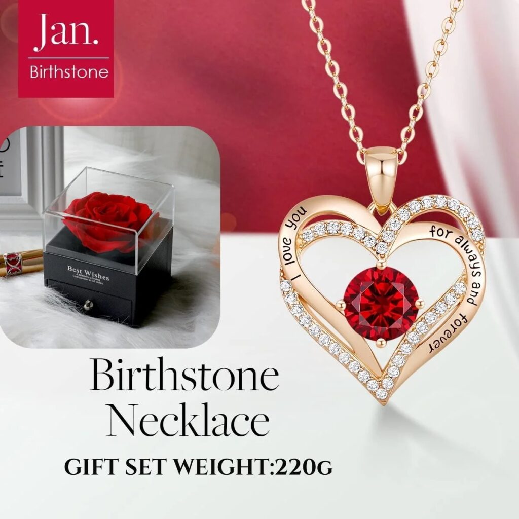Charming Love Heart Pendant Necklace with Rose Gift Box – Perfect for Valentine’s Day, Birthdays, Mother’s Day & More Girlfriend